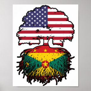 Poster Bandeira de Raízes de Árvore Americana de Granada