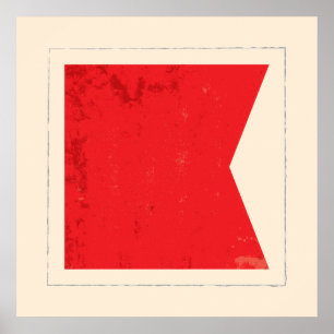 Poster Bandeira de sinal náutica da letra "B"