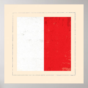 Póster Bandeira de sinal náutica da letra "H"