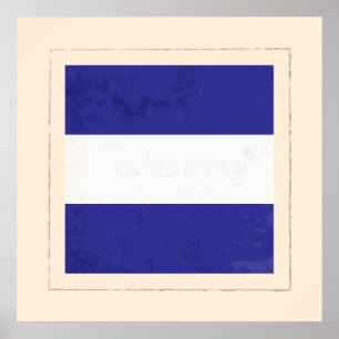 Póster Bandeira de sinal náutica da letra "J"