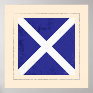 Poster Bandeira de sinal náutica da letra "M"