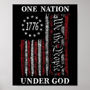 Poster Bandeira de Uma Nação Sob Deus 4 de Julho Patrióti