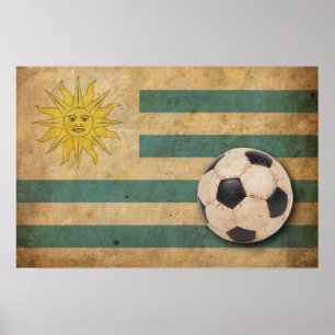 Póster Bandeira de Uruguai do vintage