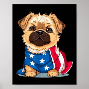 Poster Bandeira de verão de cachorro fofo Dia Memorial do