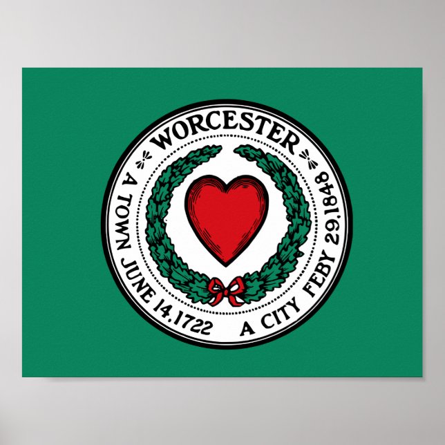 Poster Bandeira de Worcester, Massachusetts (Frente)