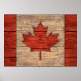 Póster Bandeira desapontada do Canadá em aspecto de madei