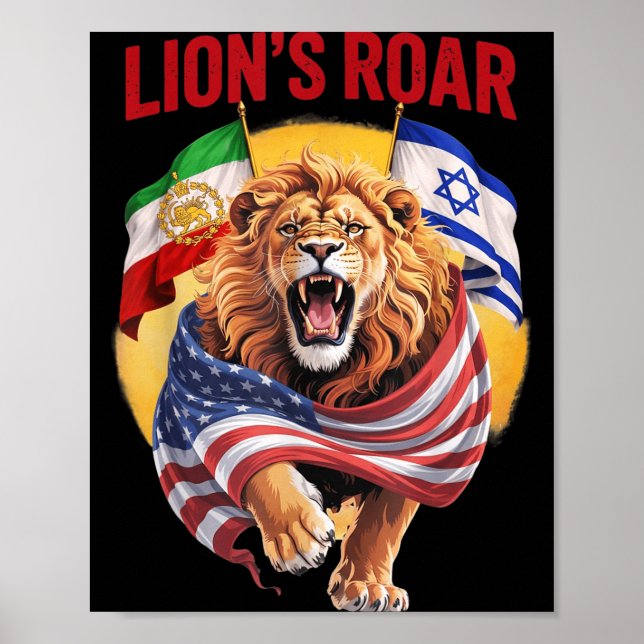 Poster Bandeira Divertida Rugido de Leões (Frente)