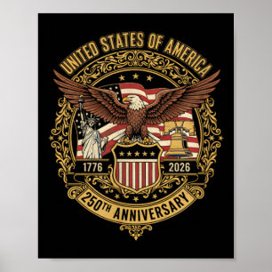 Poster Bandeira do Águia do Aniversário de 250 anos da Am