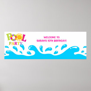 Poster Bandeira do aniversário da menina de festa na
