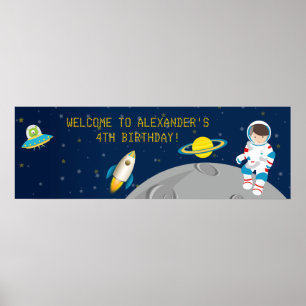 Poster Bandeira do aniversário do astronauta do espaço