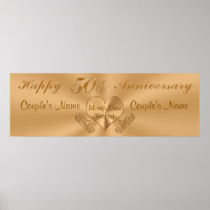 Póster Bandeira do aniversário do ouro 50th com NOMES e
