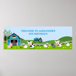 Póster Bandeira do aniversário dos animais de fazenda do