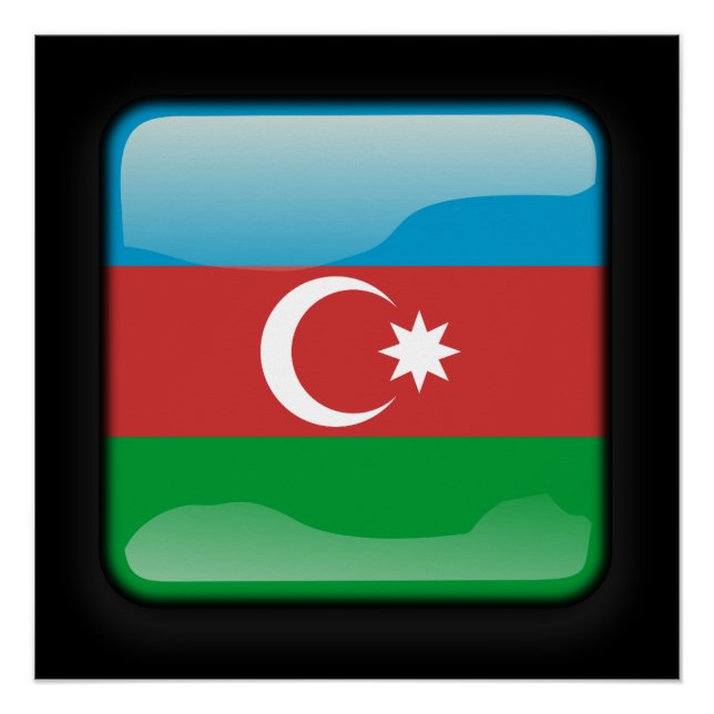 Póster Bandeira do Azerbaijão (Frente)