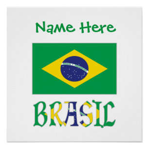 Póster Bandeira do Brasil e Brasil Personalizado 