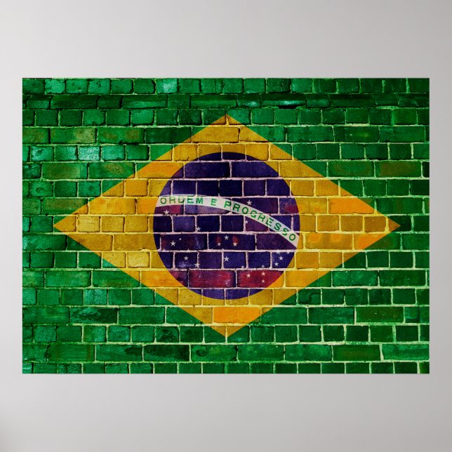 Poster Bandeira do Brasil em tijolo (Frente)