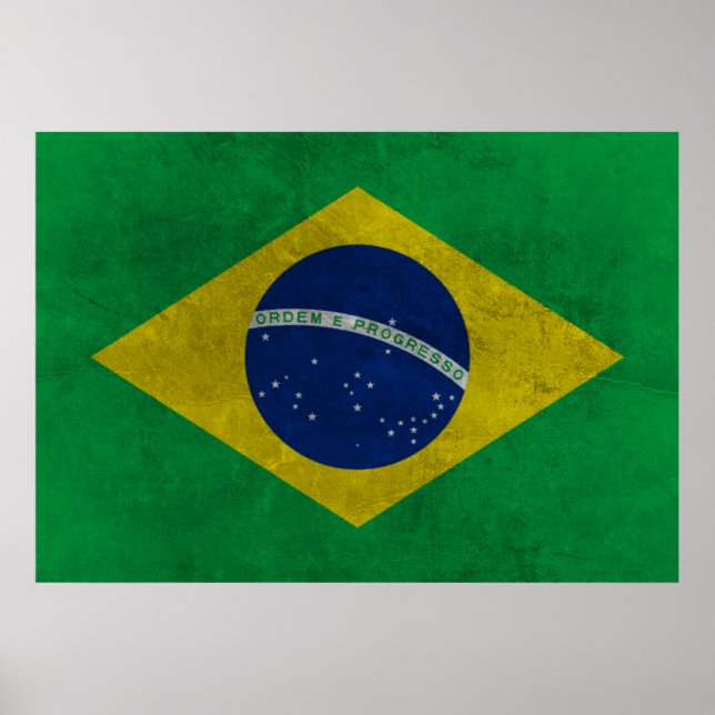 Poster Bandeira do Brasil (Estilo Envelhecida) (Frente)