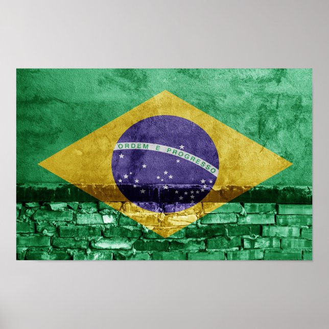 Poster Bandeira do Brasil na parede (Frente)