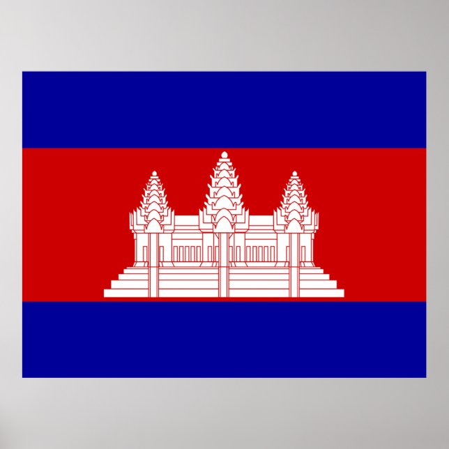 Poster Bandeira do Camboja (Frente)