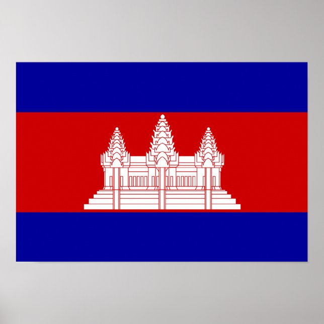 Poster Bandeira do Camboja; Cambodja (Frente)