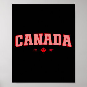 Poster Bandeira do Canadá Amor Retro Dia do Canadá Folha