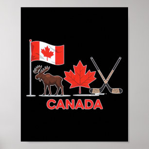 Poster Bandeira do Canadá Folha de Bordo Canadense Cervo 