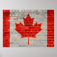 Bandeira do Canadá numa parede de tijolos