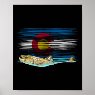 Poster Bandeira do Colorado Truta Marrom Fly Fishing Pesc