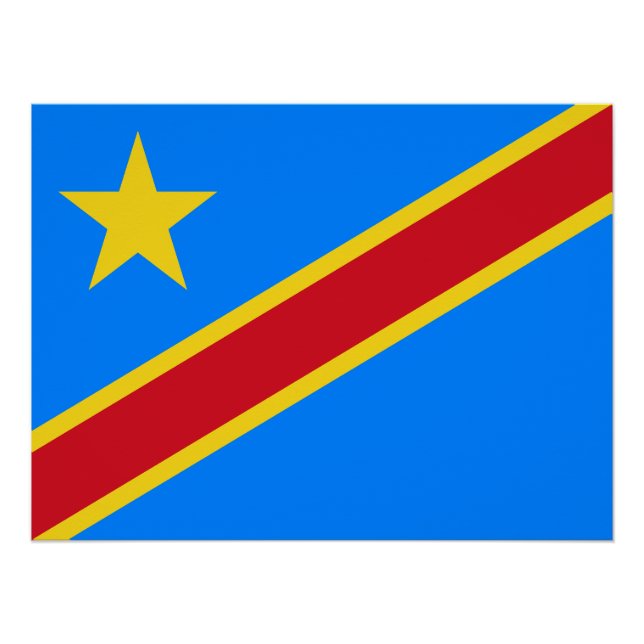 Póster Bandeira do Congo Quinxassa (Frente)