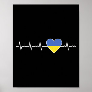 Poster Bandeira do Coração da Ucrânia Apoie o Orgulho Ucr