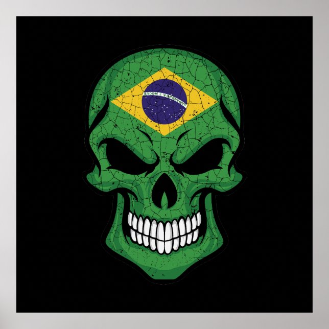 Poster Bandeira do Crânio do Brasil sorrindo (Frente)