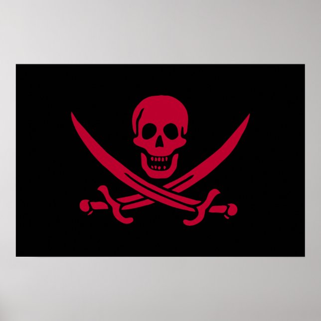 Poster Bandeira do Crânio e Espadas Pirata do Calico Jack (Frente)