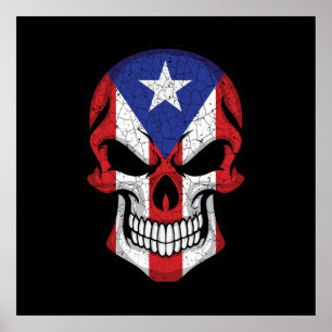 Poster Bandeira do Crânio Sorridente de Porto Rico