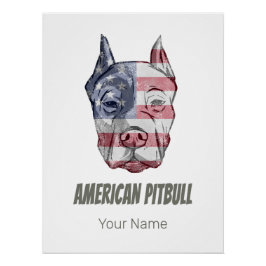 Póster Bandeira do Dog Vintage em Pitbull Americano Terri