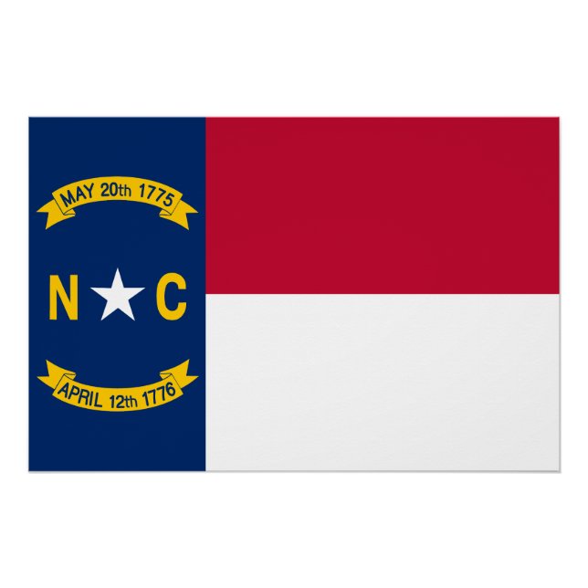 Póster Bandeira do Estado da Carolina do Norte (Frente)