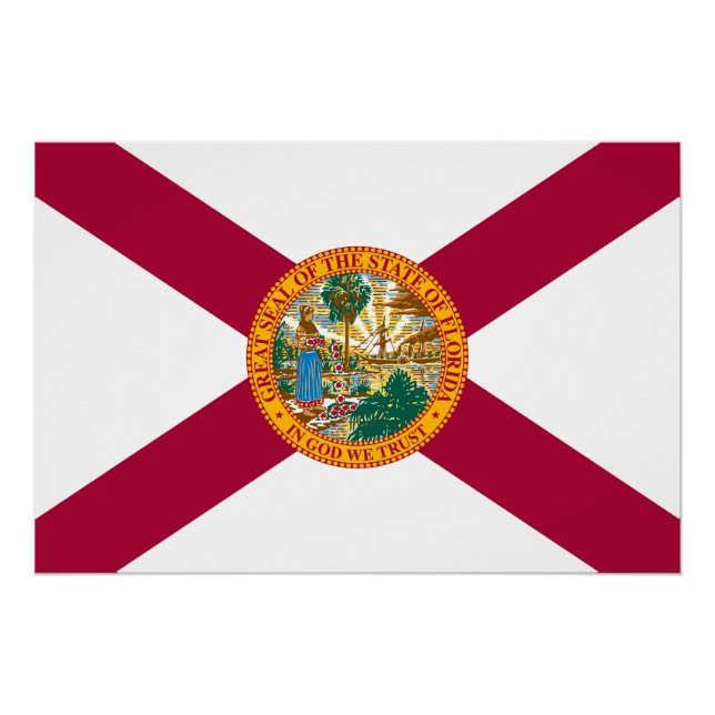 Póster Bandeira do Estado da Flórida (Frente)