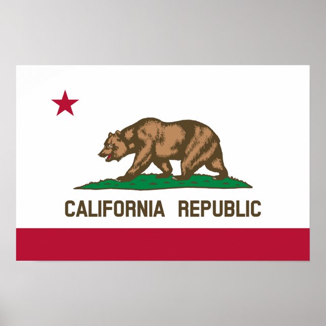 Poster Bandeira do Estado da República da Califórnia (Frente)