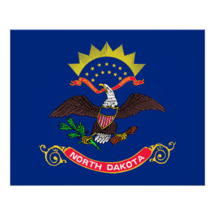 Póster Bandeira do Estado de Dakota do Norte