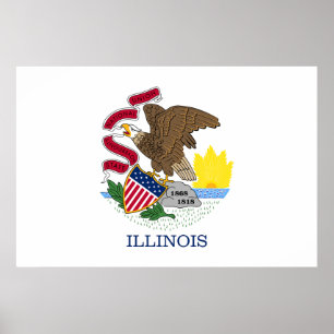 Poster Bandeira do Estado de Illinois