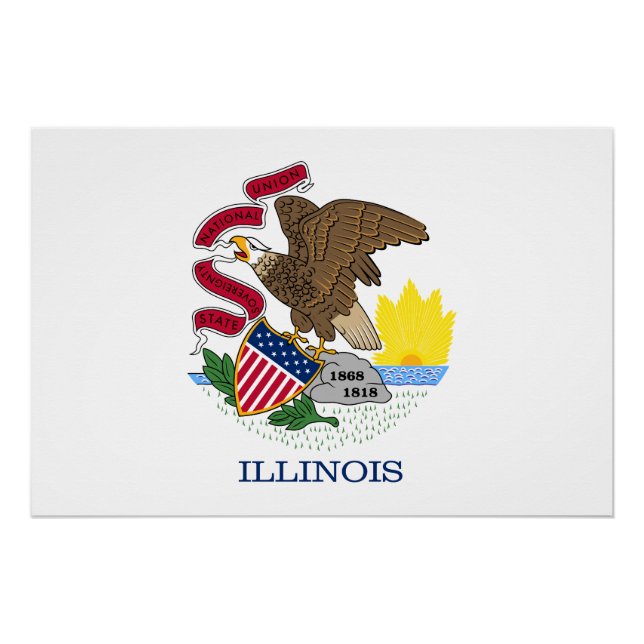 Póster Bandeira do Estado de Illinois (Frente)