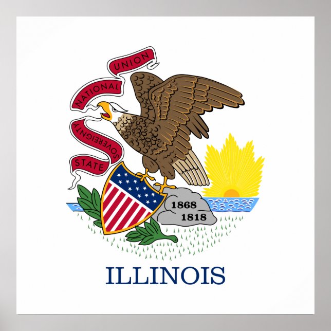 Poster Bandeira do Estado de Illinois (Frente)