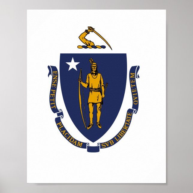 Poster Bandeira do Estado de Massachusetts (Frente)