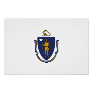 Póster Bandeira do estado de Massachusetts