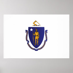 Poster Bandeira do Estado de Massachusetts, EUA