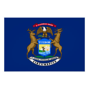 Póster Bandeira do Estado de Michigan