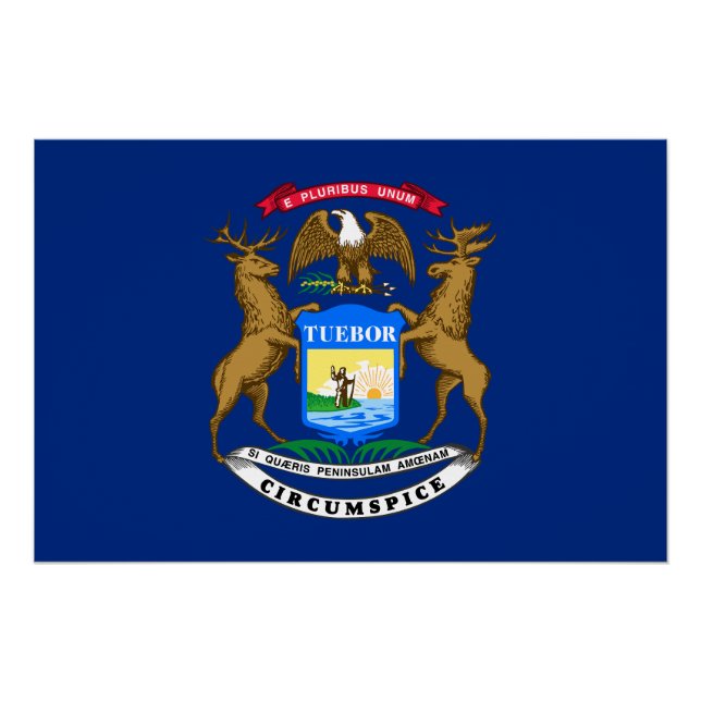 Póster Bandeira do Estado de Michigan (Frente)