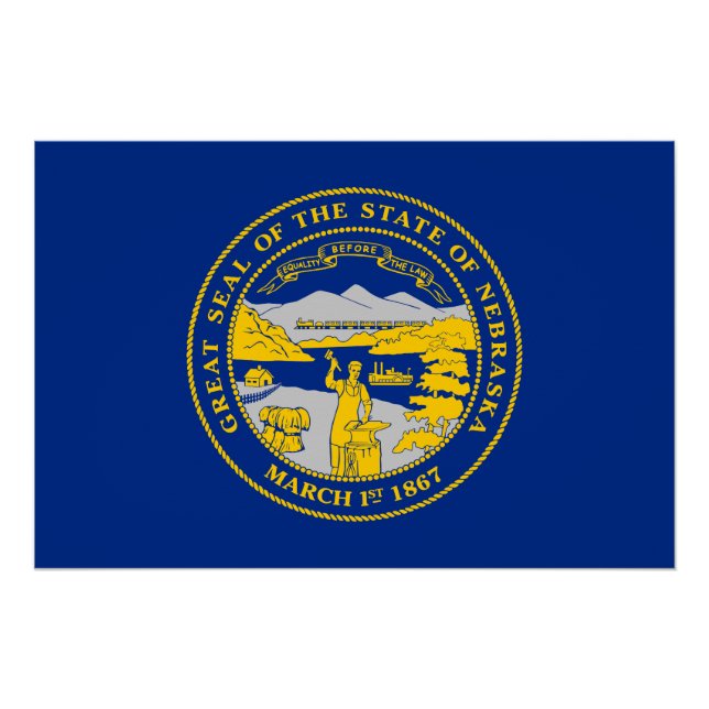 Póster Bandeira do Estado de Nebraska (Frente)