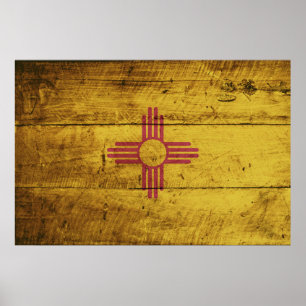Poster Bandeira do estado de New mexico na grão de