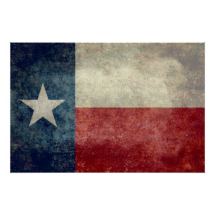 Póster Bandeira do estado de Texas, poster retro da arte