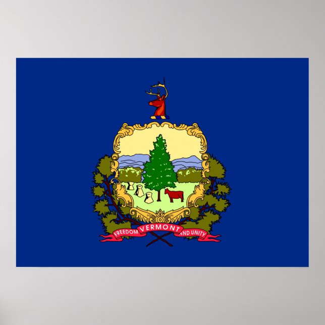 Poster Bandeira do Estado de Vermont (Frente)