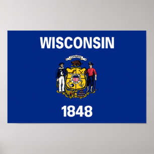 Poster Bandeira do Estado de Wisconsin